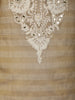 Beige Striped Embroidered Design Silk Straight Cut Salwar Suit with Dupatta