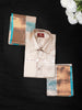 Beige Stripes Design Silk Shirt with Matching Dhoti Featuring Teal and Copper Zari Border