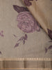 Beige With Purple Floral Printed Semi Tussar Saree