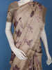 Beige With Purple Floral Printed Semi Tussar Saree