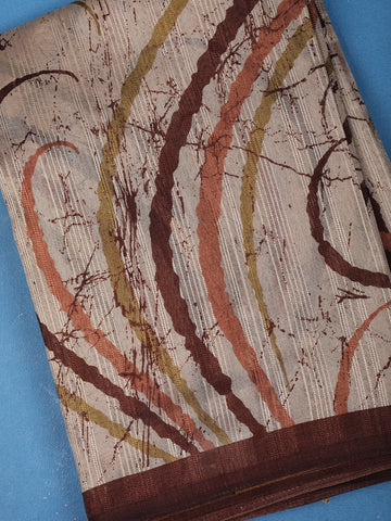 Beige Abstract Designed Fancy Cotton Saree - Diadem