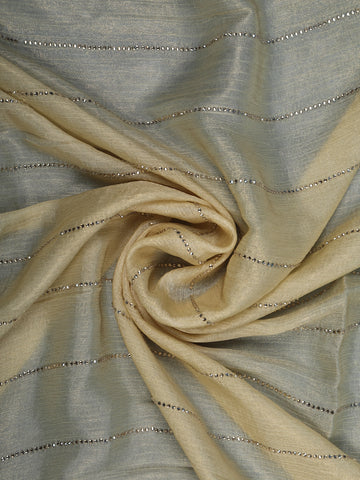 Beige Bead Work Designed Organza Designer Saree - Diadem