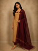 Beige Cream Vertical Striped Design Cotton Unstitched Salwar Material with Contrast Dupatta