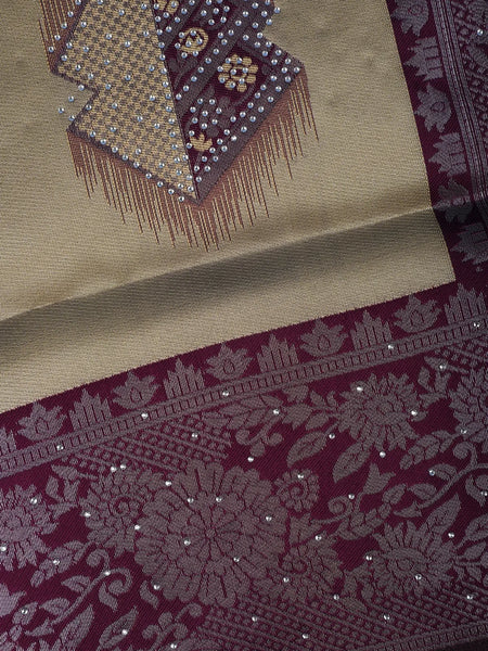 Beige Floral Design Woven Tissue Silk Saree - Diadem