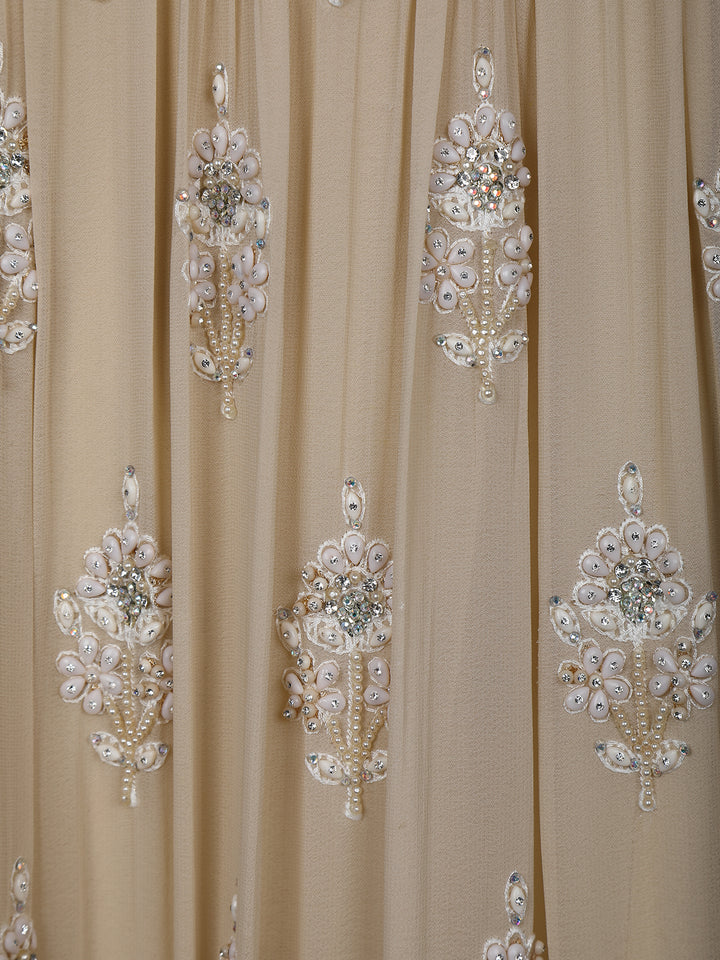 Beige Floral Designed Anarkali Georgette Gown - Diadem