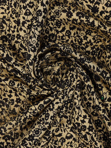 Beige Floral Designed Chanderi Cotton Saree - Diadem