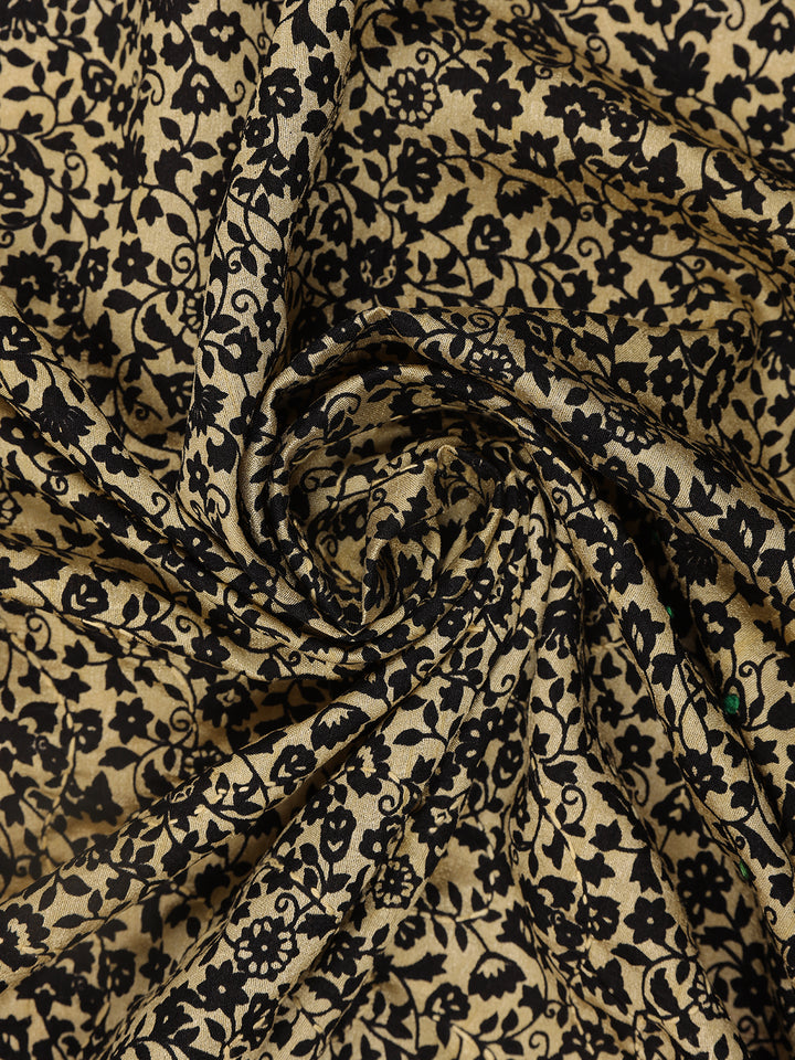 Beige Floral Designed Chanderi Cotton Saree - Diadem