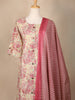 Beige Floral Designed Cotton Salwar Suit - Diadem