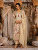 Beige Floral Printed Design Tissue Silk Anarkali Salwar Suit