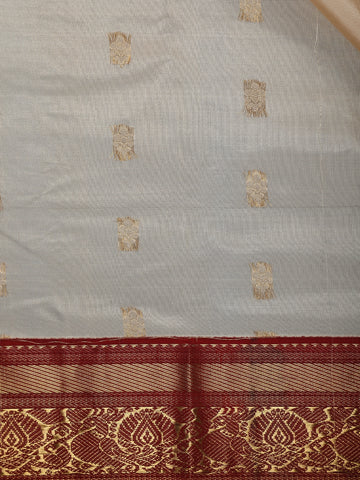 Beige Floral woven Silk Saree - Diadem