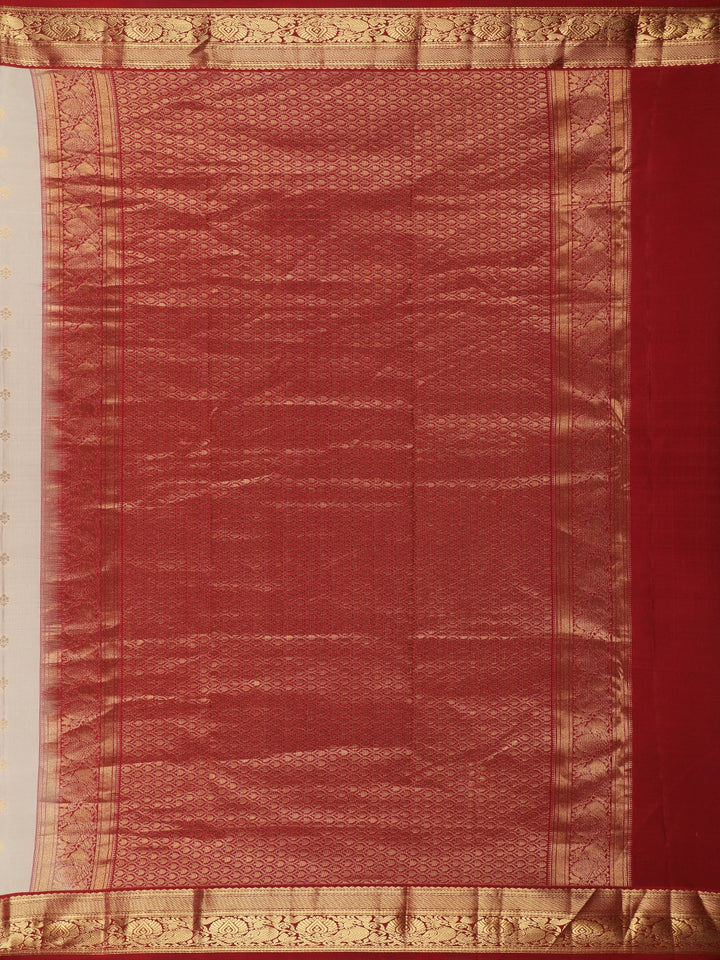 Beige Floral woven Silk Saree - Diadem