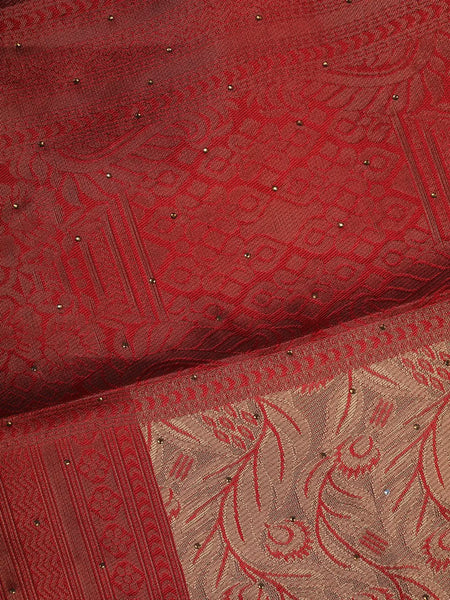 Beige Floral Design Woven Tissue Silk Saree - Diadem