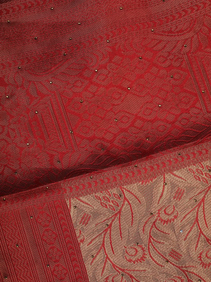 Beige Floral Design Woven Tissue Silk Saree - Diadem