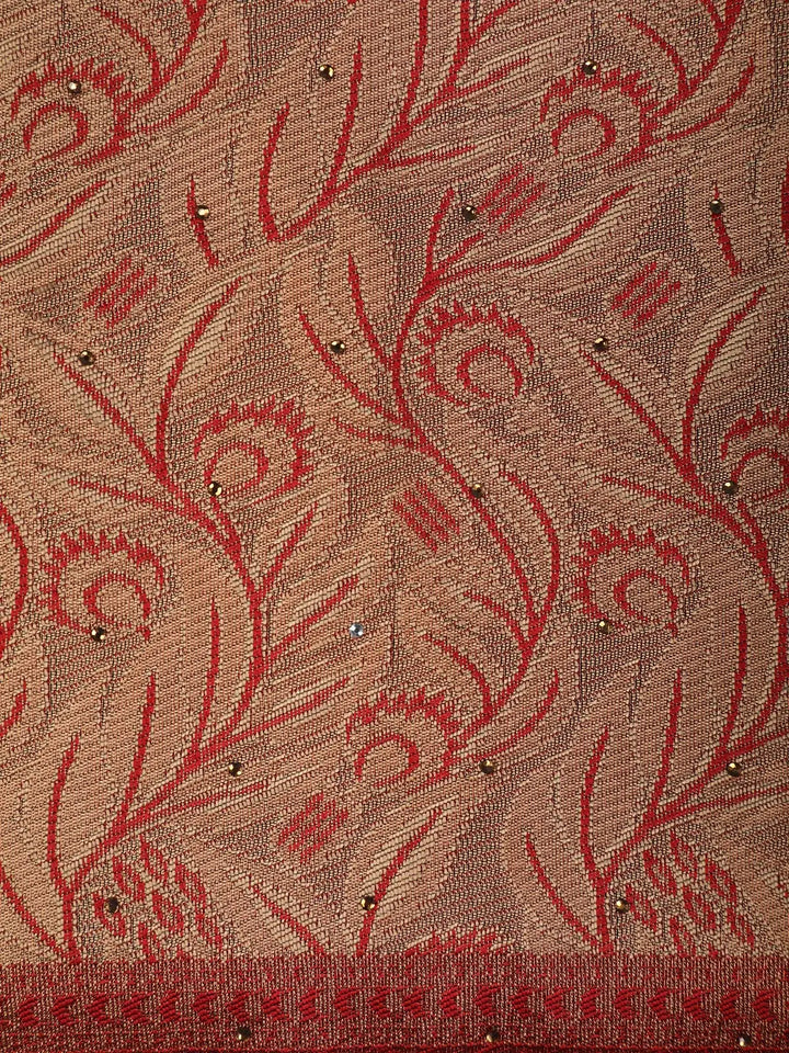 Beige Floral Design Woven Tissue Silk Saree - Diadem
