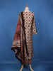 Beige Grey Floral Designed Semi Silk Salwar Suit - Diadem