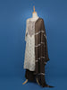 Beige Ikat Embroidered Salwar Suit with Brown Tie-Dye Dupatta - Diadem