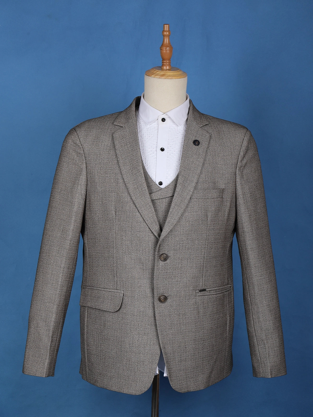 Beige Plain Men's Suit for Formal Wear - Diadem