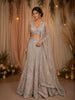 Beige Sequins Embroidered Mermaid Net Lehenga With Dupatta