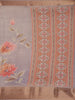 Beige and Grey Floral Printed Design Chanderi Cotton Saree  with Zari Woven Border