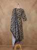 Beige and Teal Green Floral Printed Cotton Salwar Suit with Dupatta