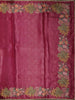 Berry Pink Striped Zari  Woven Design Pure Tissue Fancy Saree with Floral Border