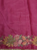 Berry Pink Striped Zari  Woven Design Pure Tissue Fancy Saree with Floral Border
