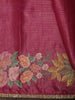 Berry Pink Striped Zari  Woven Design Pure Tissue Fancy Saree with Floral Border