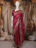 Berry Pink Striped Zari  Woven Design Pure Tissue Fancy Saree with Floral Border