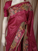 Berry Pink Striped Zari  Woven Design Pure Tissue Fancy Saree with Floral Border