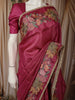 Berry Pink Striped Zari  Woven Design Pure Tissue Fancy Saree with Floral Border