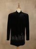 Black Abstract Beads Embroidered Design Velvet Indo-Western Men's Sherwani