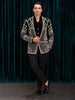 Black Abstract Beads and Mirror Embroidered Design Velvet Wedding Men's Suit