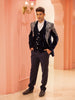 Navy Blue Abstract Designed Men's Suit - Diadem