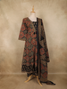 Black Ajrakh Printed Design Cotton Anarkali Salwar Suit with Dupatta