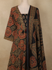 Black Ajrakh Printed Design Cotton Anarkali Salwar Suit with Dupatta