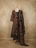 Black Ajrakh Printed Design Cotton Anarkali Salwar Suit with Dupatta