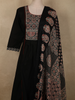 Black Ajrakh Printed Design Cotton Salwar Suit with Dupatta