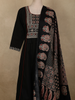 Black Ajrakh Printed Design Cotton Salwar Suit with Dupatta