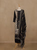 Black And Beige Floral Printed Synthetic Salwar Suit With Dupatta