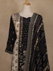 Black And Beige Floral Printed Synthetic Salwar Suit With Dupatta