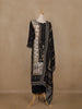 Black And Beige Floral Printed Synthetic Salwar Suit With Dupatta