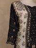 Black And Beige Floral Printed Synthetic Salwar Suit With Dupatta