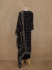 Black And Beige Floral Printed Synthetic Salwar Suit With Dupatta