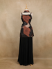 Black And Brown Geometric Design Georgette Palazzo Suit