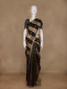 Black And Gold Striped Tissue Organza Saree With Zari Buttas