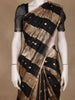 Black And Gold Striped Tissue Organza Saree With Zari Buttas