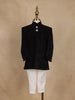 Black Bead Embroidered Indo-Western Kids Viscose Sherwani With White Pajama