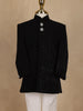 Black Bead Embroidered Indo-Western Kids Viscose Sherwani With White Pajama