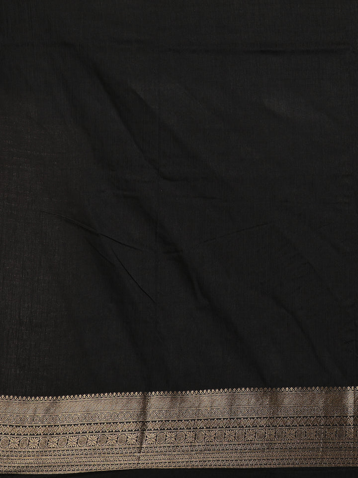 Black Bird Design Raw Silk Saree - Diadem
