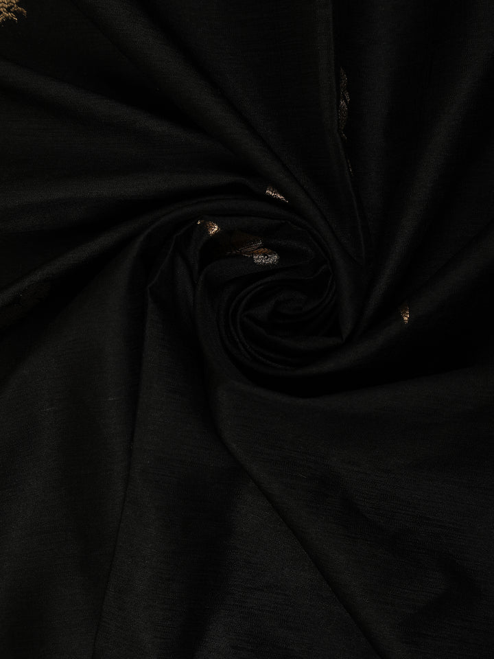 Black Bird Design Raw Silk Saree - Diadem